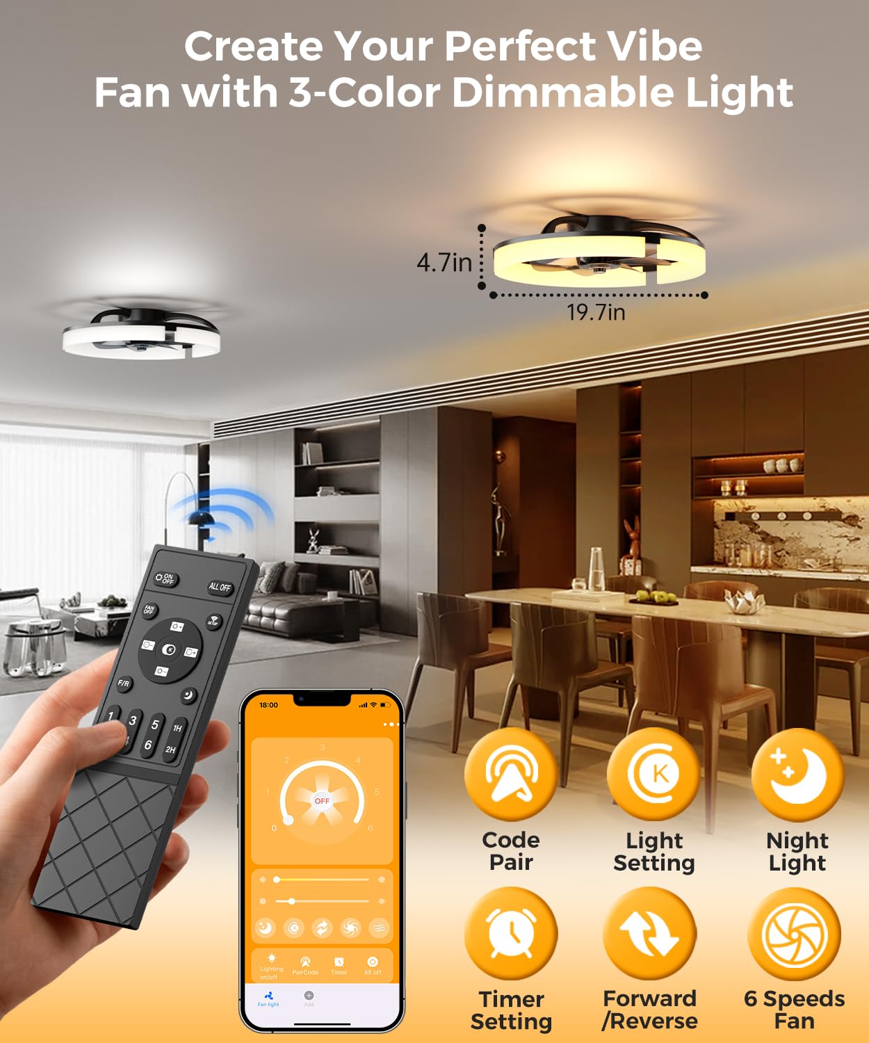 20" LED Ceiling Fan with Remote