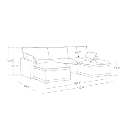 CHITA 6-Seater U Sofa – Cream