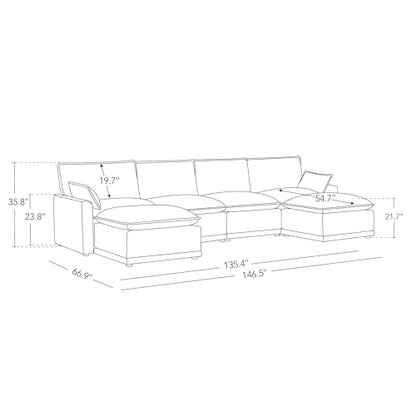 CHITA 6-Seater U Sofa – Cream