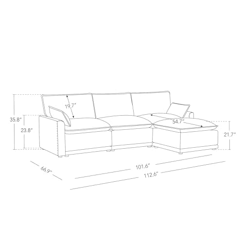 CHITA 6-Seater U Sofa – Cream