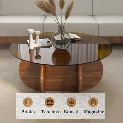 Round Glass Coffee Table 32"