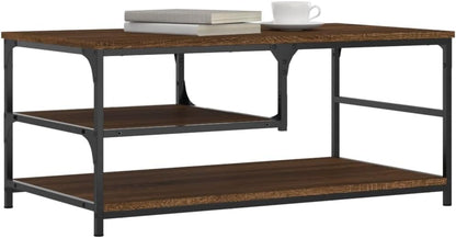Brown Oak Metal Coffee Table