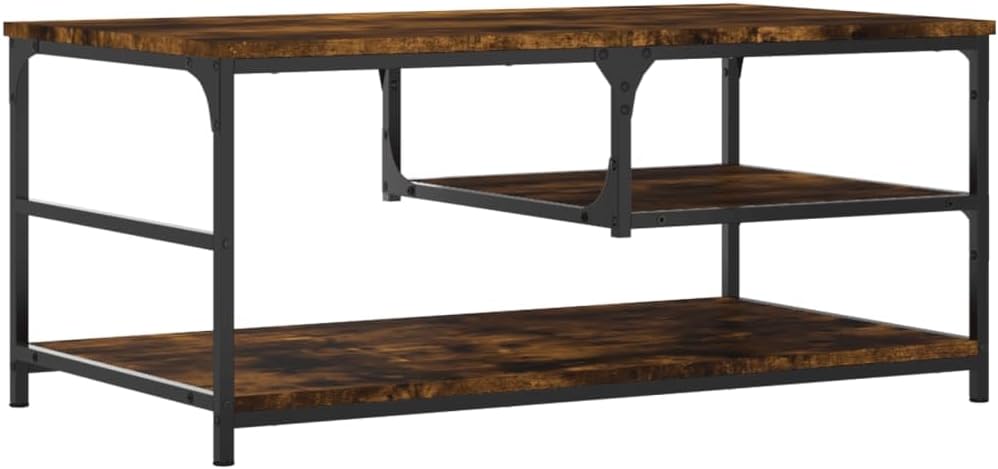 Brown Oak Metal Coffee Table