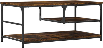 Brown Oak Metal Coffee Table