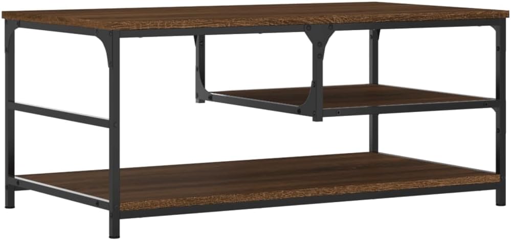 Brown Oak Metal Coffee Table