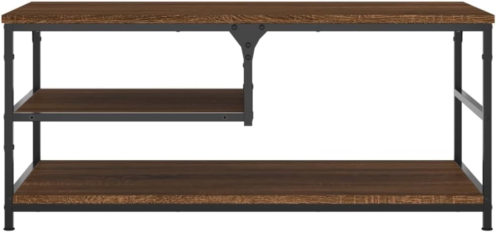 Brown Oak Metal Coffee Table