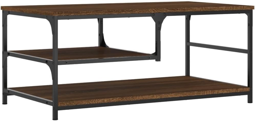 Brown Oak Metal Coffee Table