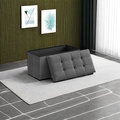 SONGMICS MAZIE 43" Folding Storage Ottoman Bench