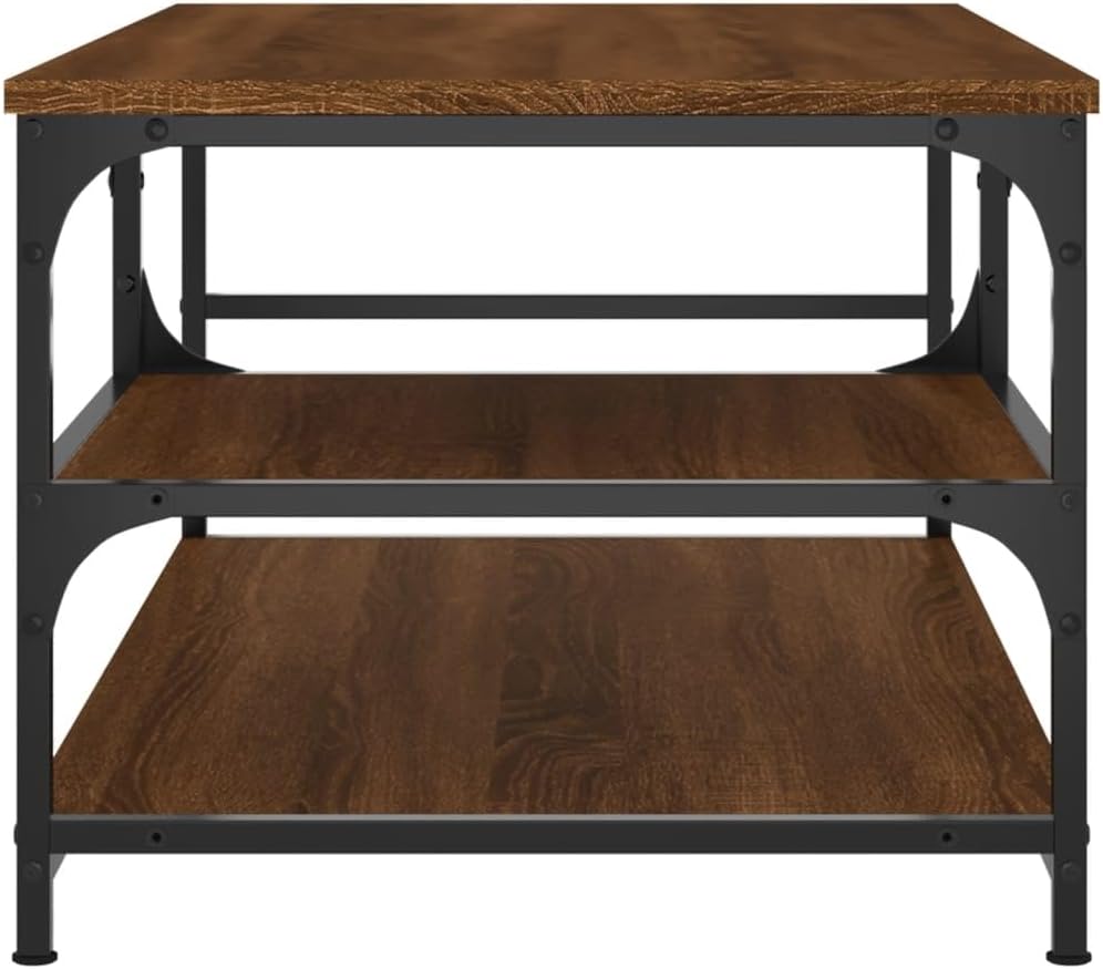 Brown Oak Metal Coffee Table
