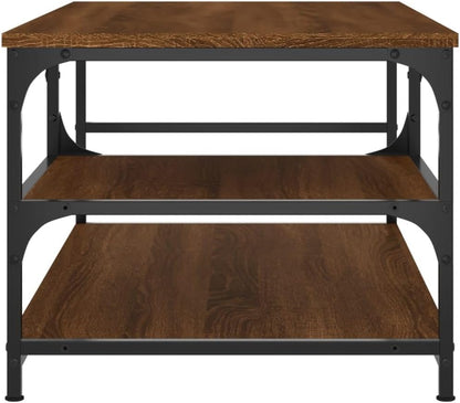 Brown Oak Metal Coffee Table