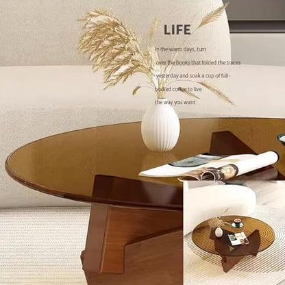 Round Glass Coffee Table 32"