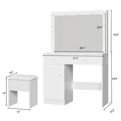 Haewon Vanity Desk Set with LED Lights
