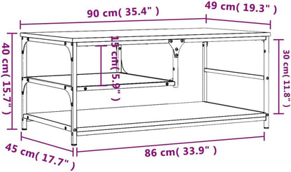 Brown Oak Metal Coffee Table