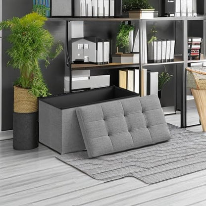 SONGMICS MAZIE 43" Folding Storage Ottoman Bench