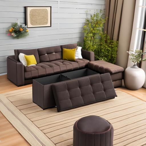 SONGMICS MAZIE 43" Folding Storage Ottoman Bench