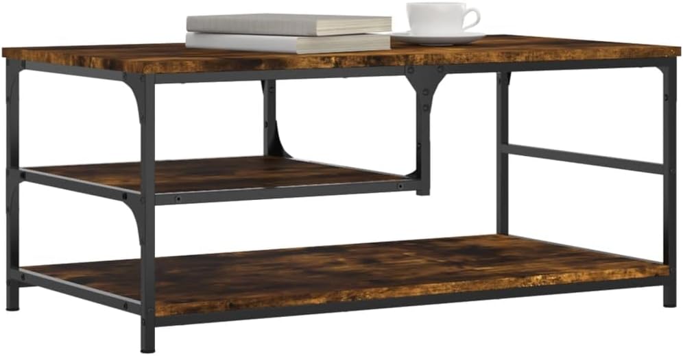 Brown Oak Metal Coffee Table