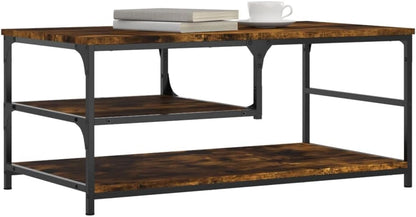 Brown Oak Metal Coffee Table