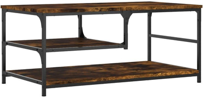 Brown Oak Metal Coffee Table
