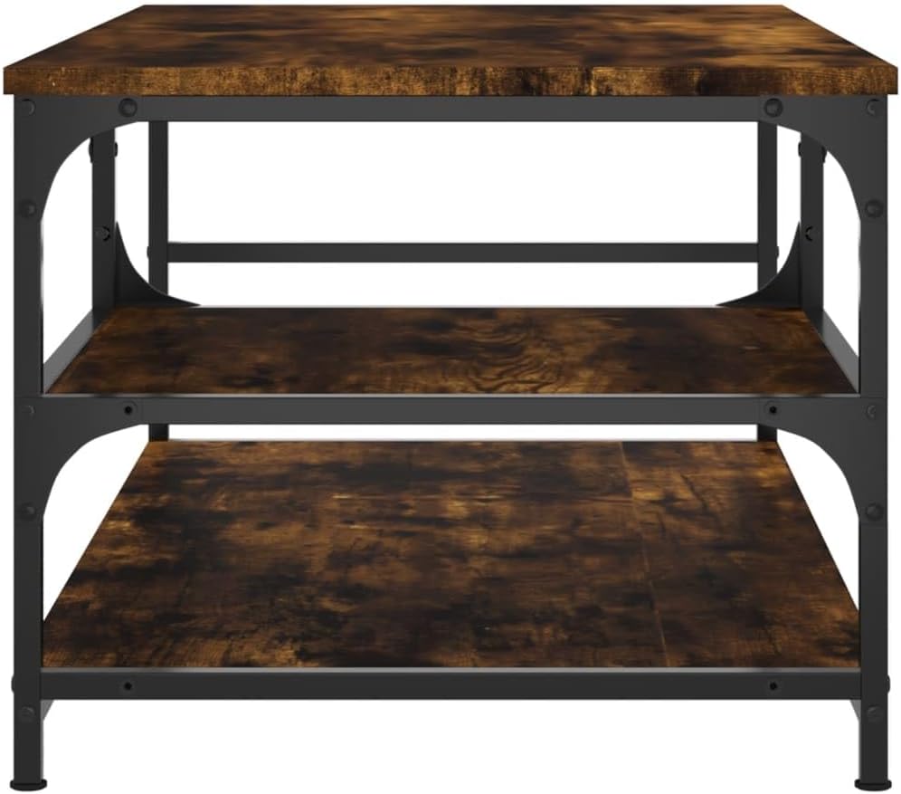 Brown Oak Metal Coffee Table