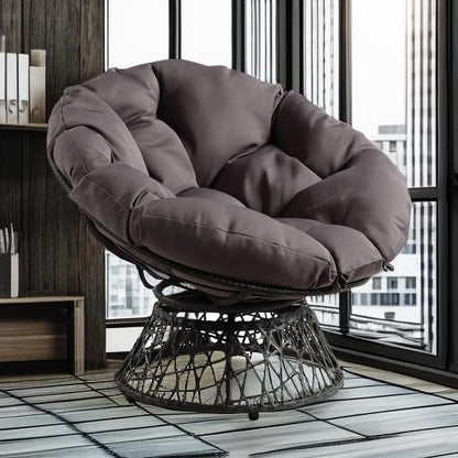 OSP Swivel Papasan Chair White