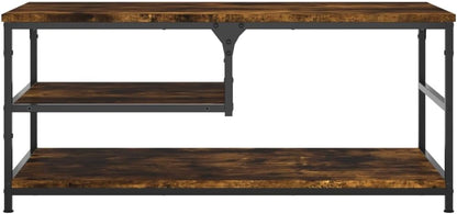 Brown Oak Metal Coffee Table
