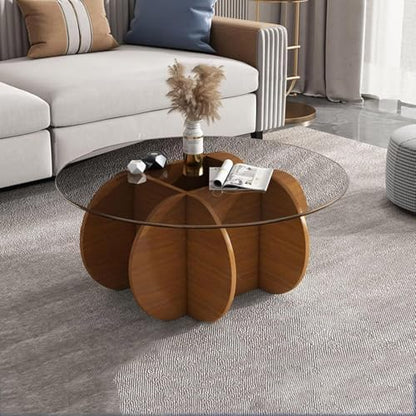 Round Glass Coffee Table 32"