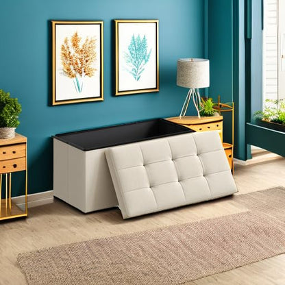 SONGMICS MAZIE 43" Folding Storage Ottoman Bench