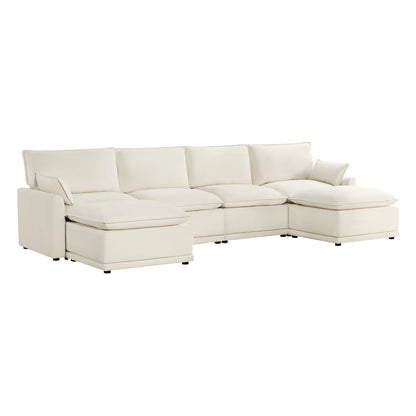 CHITA 6-Seater U Sofa – Cream