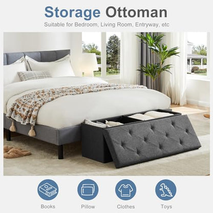 DUMOS 30" Foldable Storage Ottoman Bench