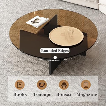 Round Glass Coffee Table 32"