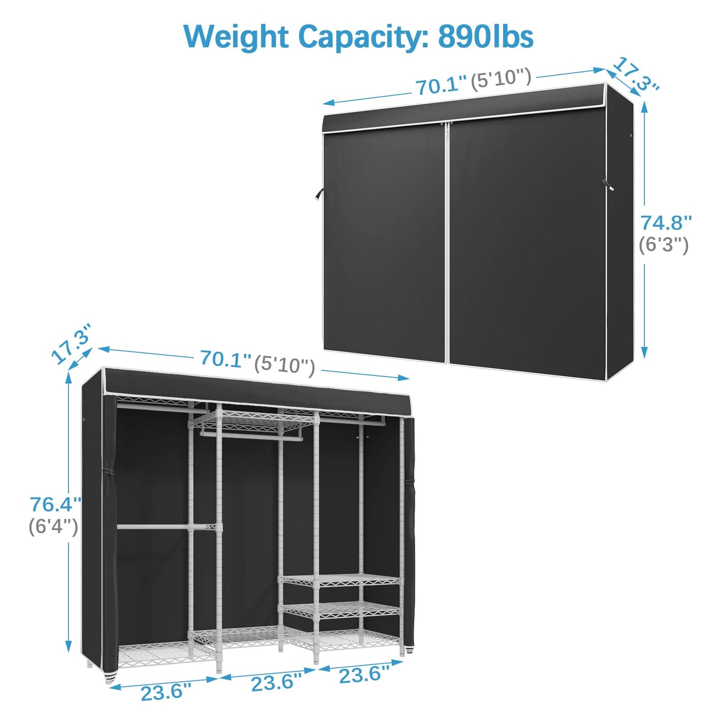 VIPEK V5C Heavy Duty Covered Clothes Rack