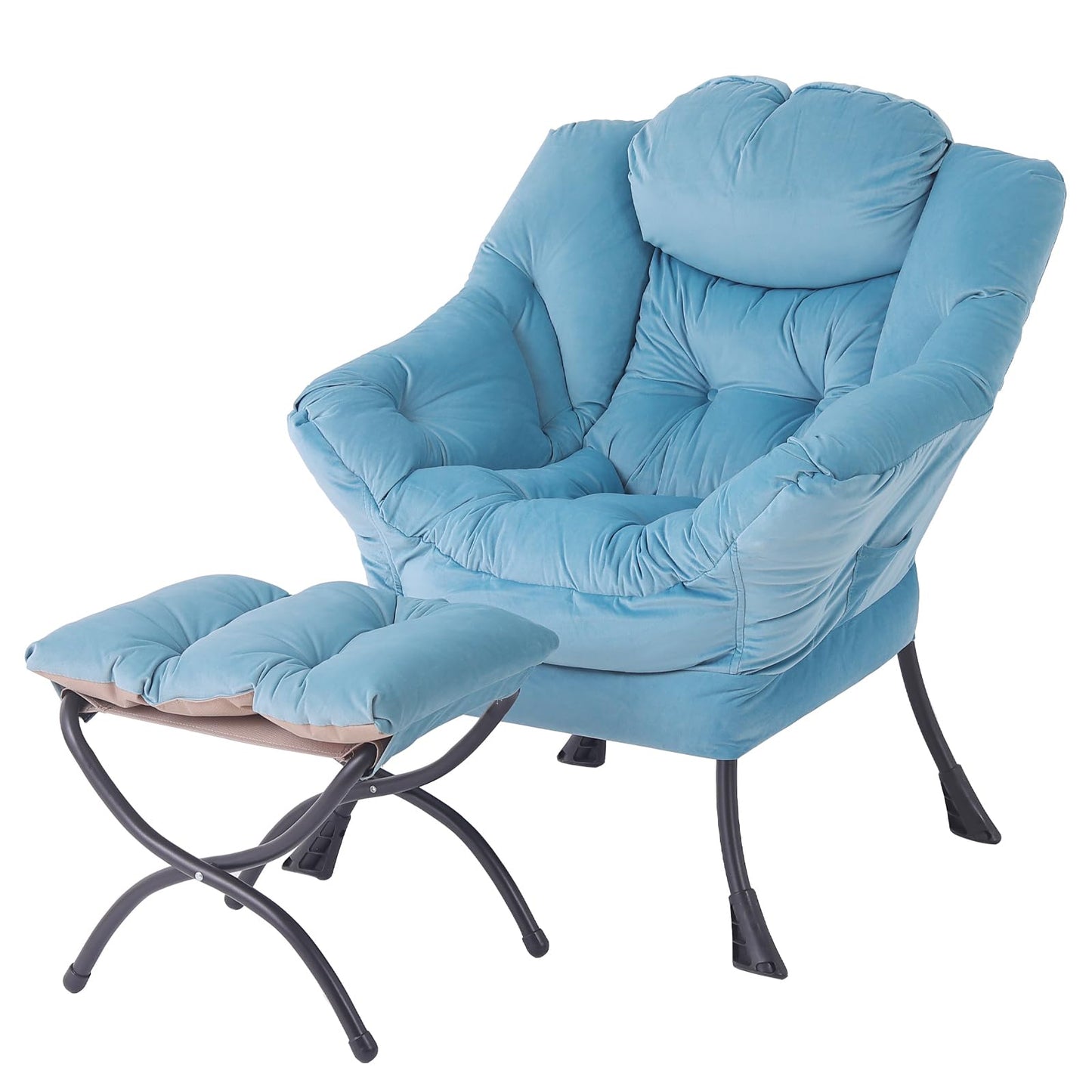Tiita Velvet Lounge Chair with Ottoman