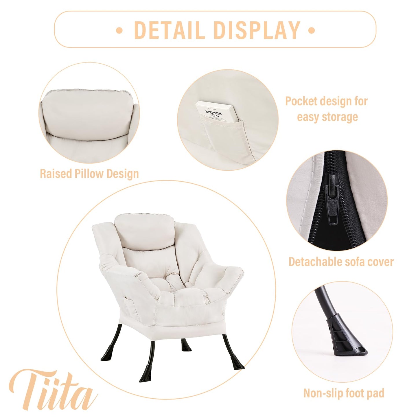 Tiita Velvet Lounge Chair with Ottoman