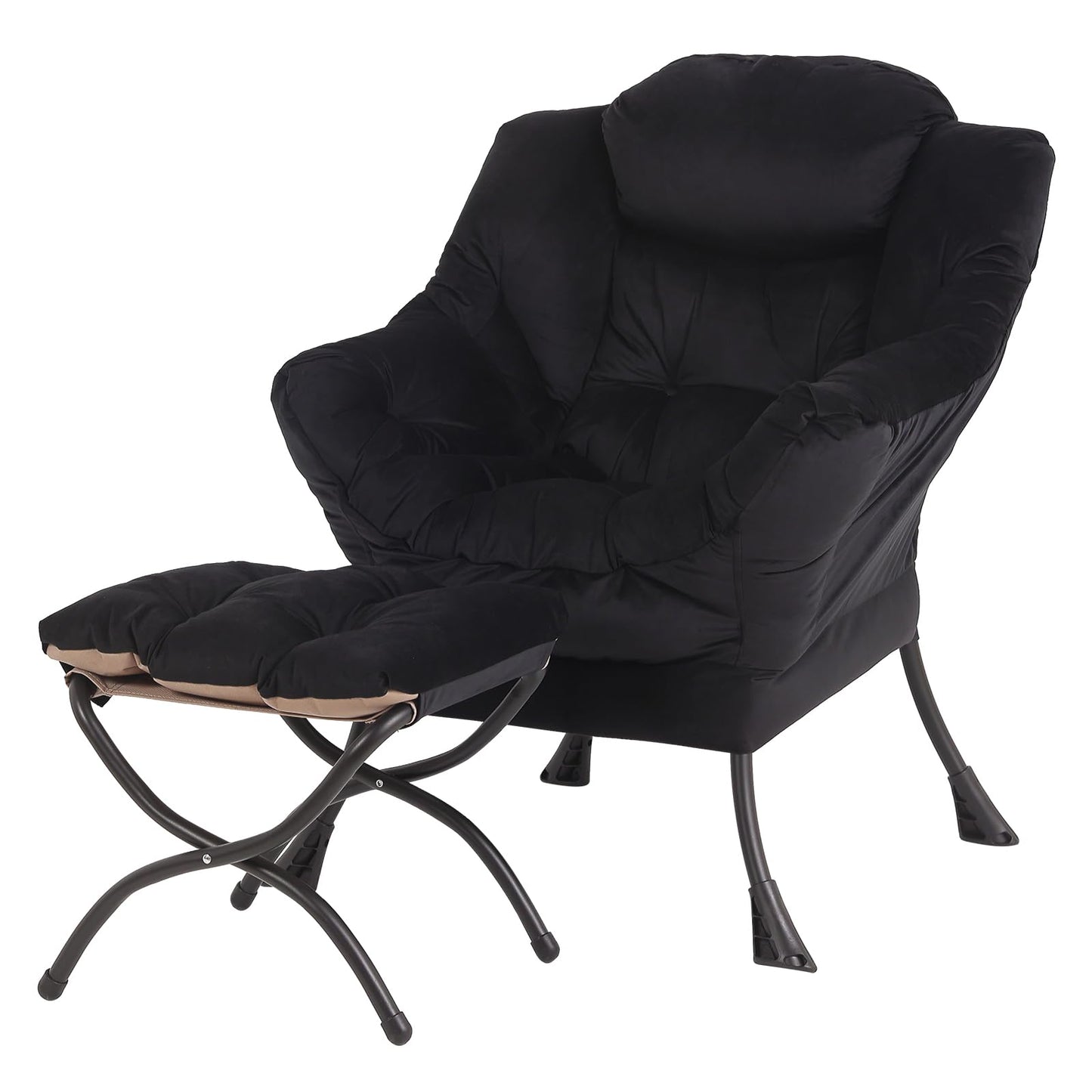 Tiita Velvet Lounge Chair with Ottoman