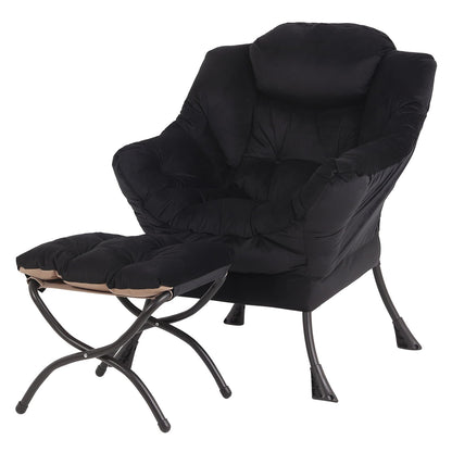 Tiita Velvet Lounge Chair with Ottoman