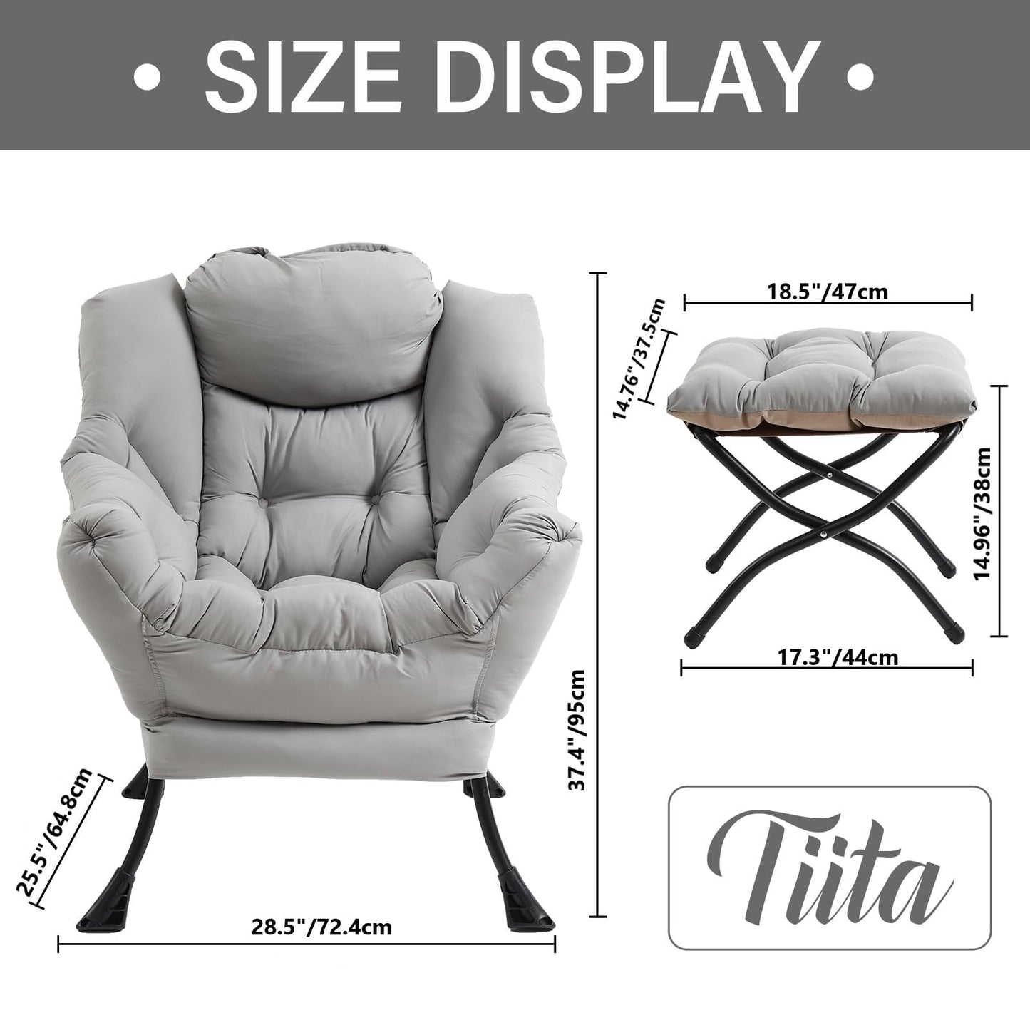 Tiita Velvet Lounge Chair with Ottoman
