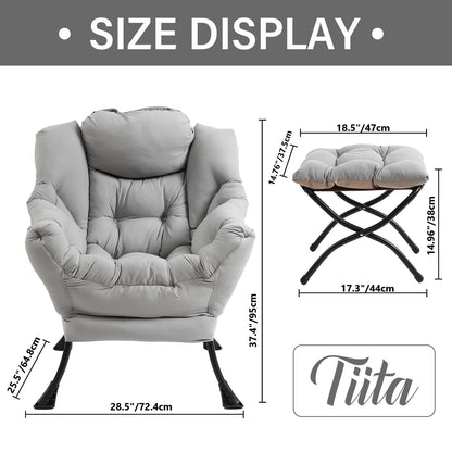 Tiita Velvet Lounge Chair with Ottoman