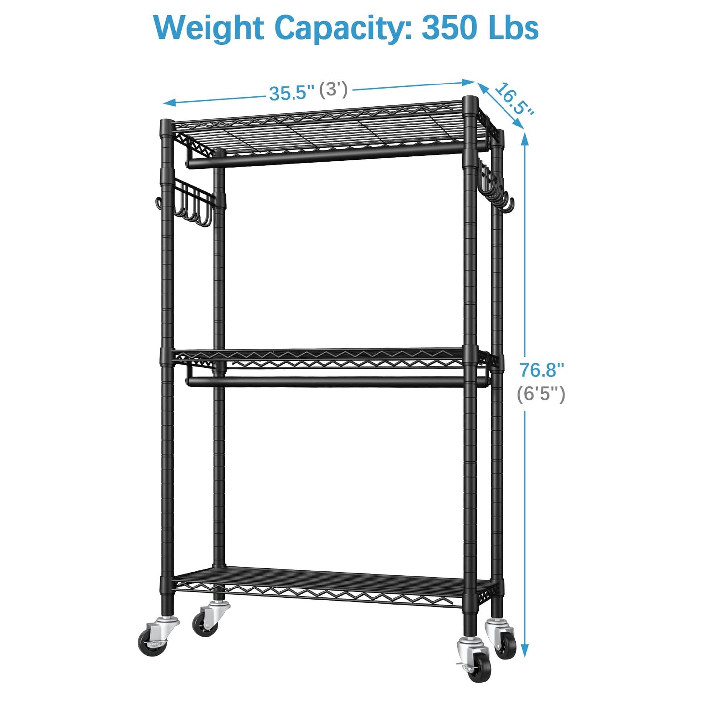 VIPEK R2 Rolling Clothes Rack with Wheels