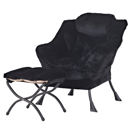 Tiita Velvet Lounge Chair with Ottoman