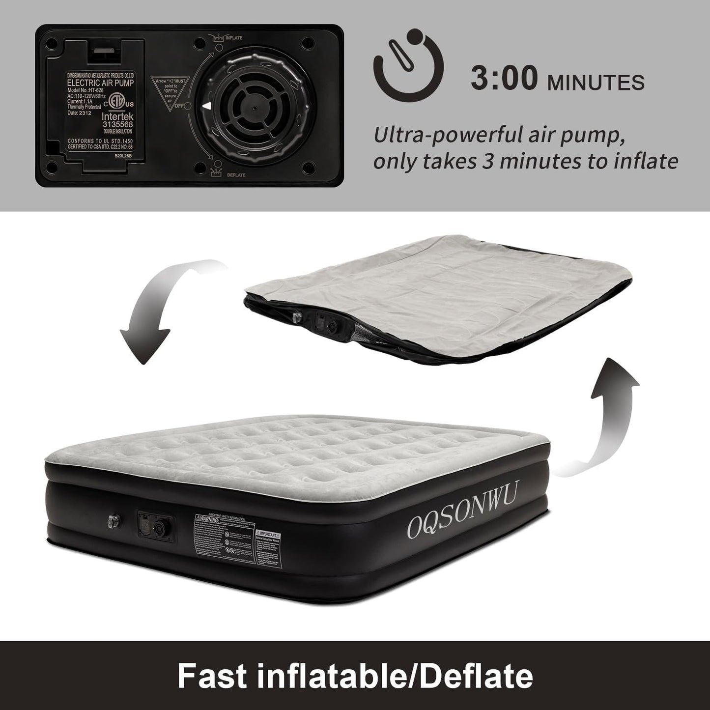 16" Queen Air Mattress with Built-In Pump