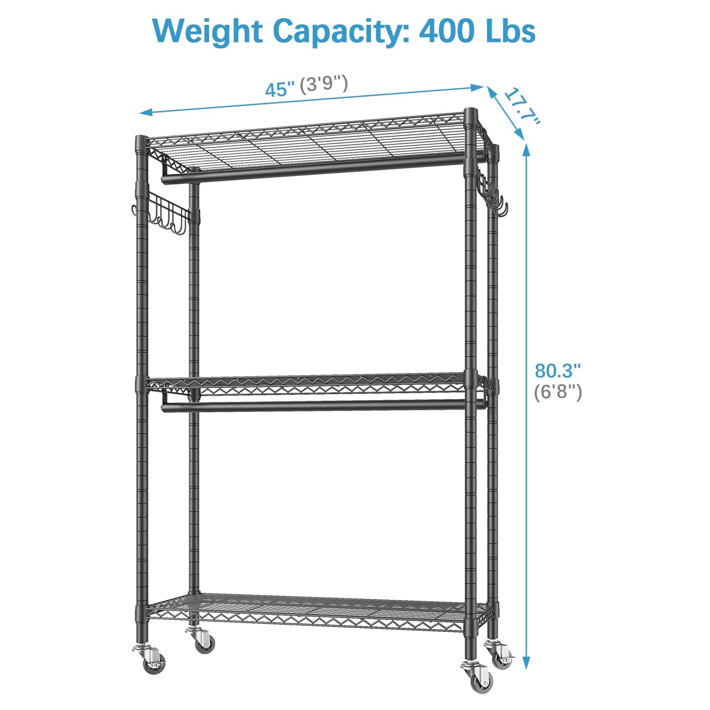 VIPEK R2 Rolling Clothes Rack with Wheels