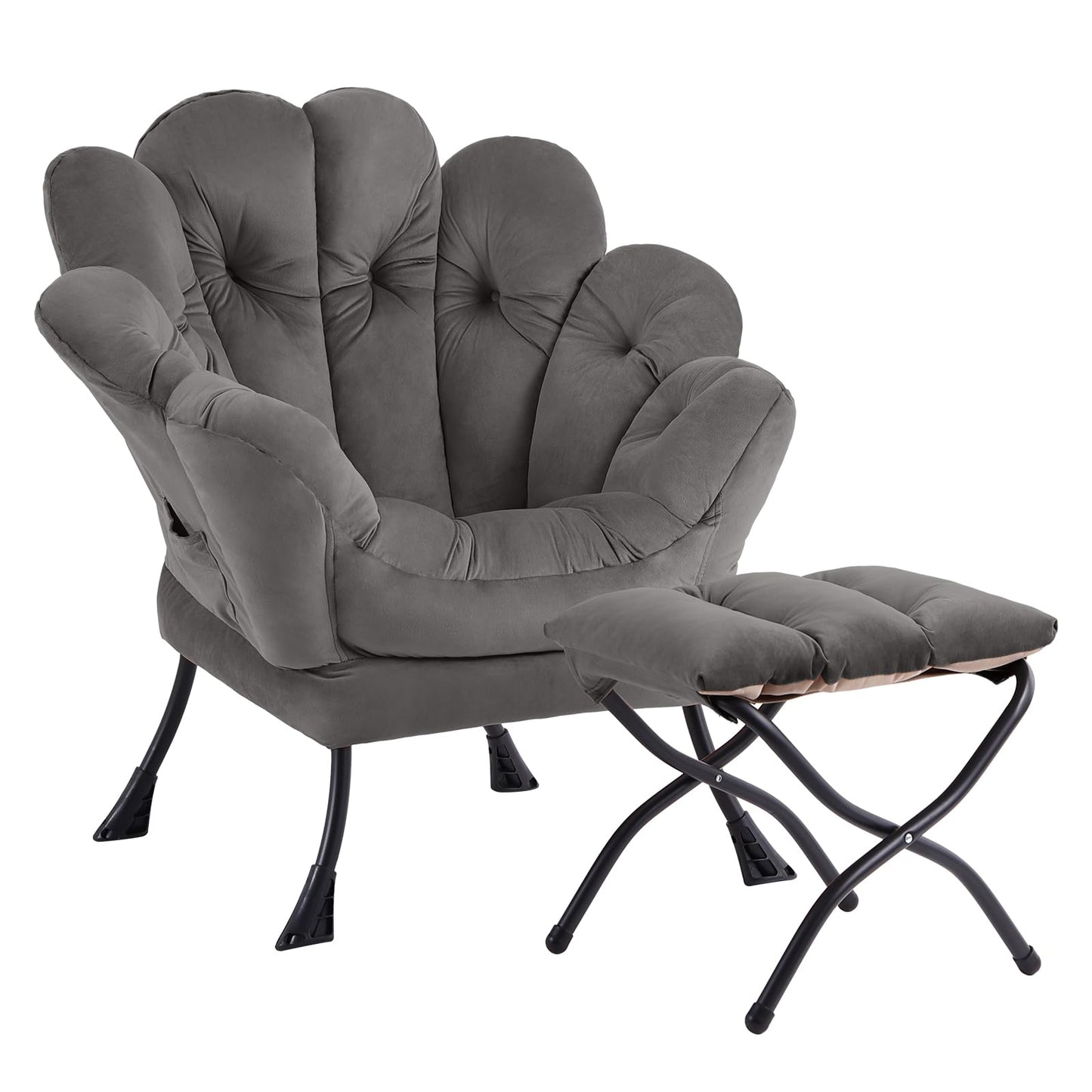 Butterfly Chair with Ottoman – Khaki Velvet