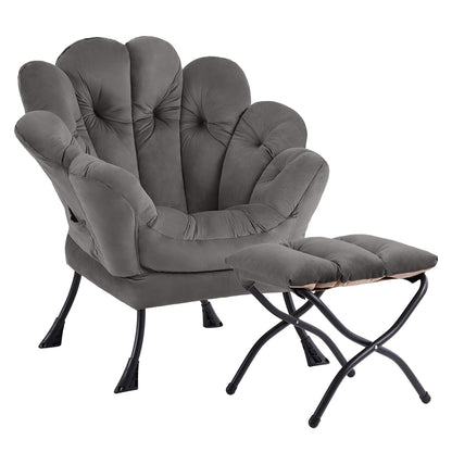 Butterfly Chair with Ottoman – Khaki Velvet