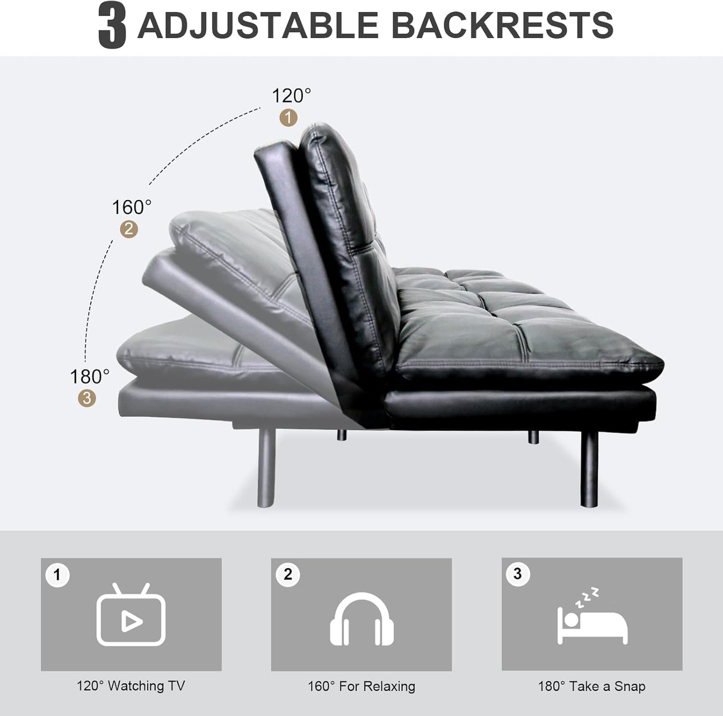Vipbear Grey Futon Sofa Bed 71"
