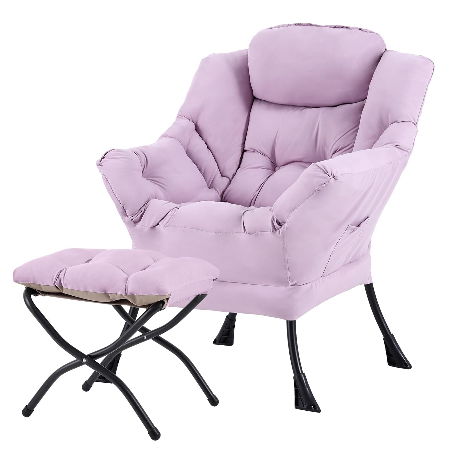 Tiita Velvet Lounge Chair with Ottoman