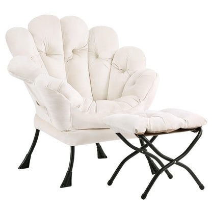 Butterfly Chair with Ottoman – Khaki Velvet
