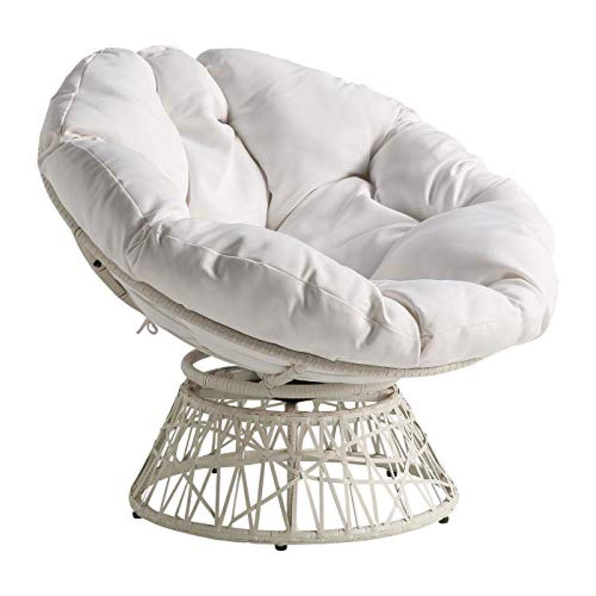 OSP Swivel Papasan Chair White