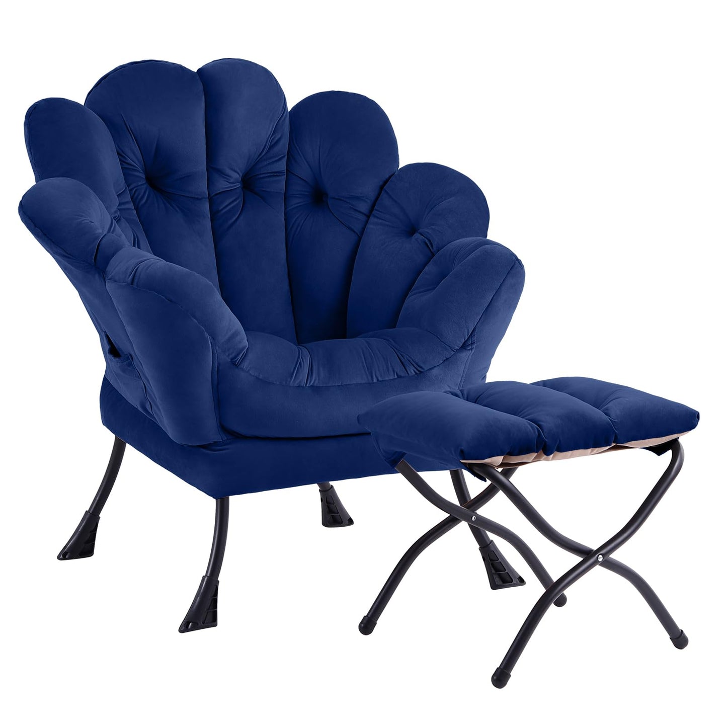 Butterfly Chair with Ottoman – Khaki Velvet