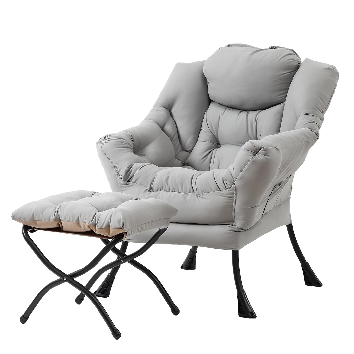 Tiita Velvet Lounge Chair with Ottoman