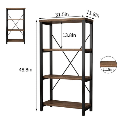 5-Tier Industrial Wood & Metal Bookcase